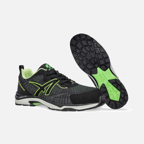 ALBATROS SPLENDID GH LOW S1P ESD HRO SRC, SIZE 11 (EU 46) Safety Trainer - Black/Green - Unisex - Sizes 3-12