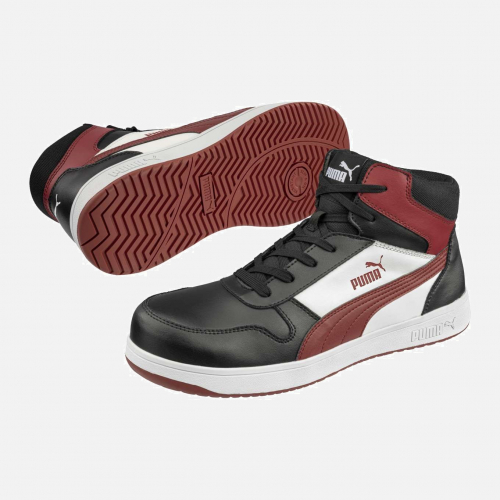 PUMA SAFETY FRONTCOURT BLK/WHT/RED MID 10 (EU 44) Insole - Black/White - Unisex - Sizes 3-14