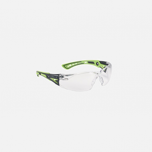Bolle - RUSH+ - Clear (Green Side Arms) (RUSHPPSIG) Safety Glasses