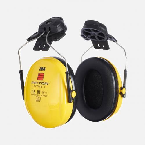 3M PELTOR Optime I Earmuffs, H510P3E-405-GU, 26 dB, Yellow, Helmet Mounted - Black/Yellow - One Size