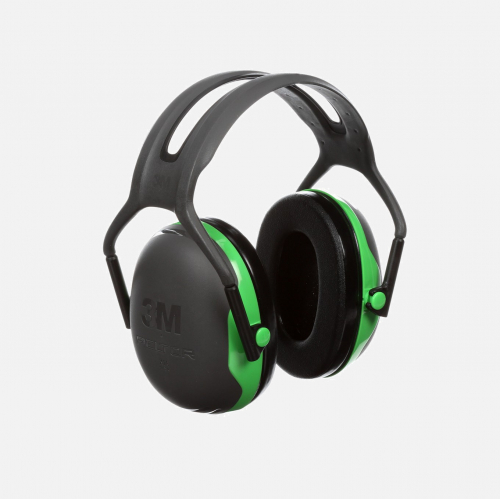 3M PELTOR Earmuffs, 27 dB, Green, Headband, X1A - Black/Green - One Size
