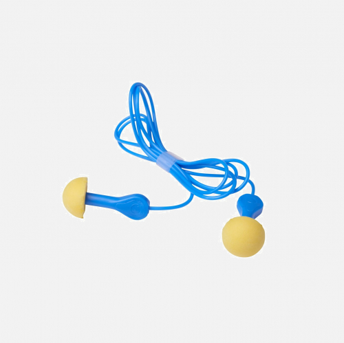 3M E-A-R Express EX-01-001 Earplugs, 28 dB, Corded, 100 Pairs/Box - Blue/Yellow - One Size
