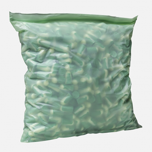 BioSoft Mega Bullet, BSF-1B, UNCORDED, BULK PACK, Bag of 500Prs Ear Plug Dispenser - Green/White