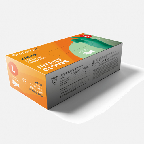 Vertex Green Single Use Nitrile Gloves - Green- Box of 100
