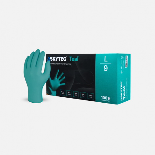 Skytec Teal Single Use Nitrile Gloves- Box of 100