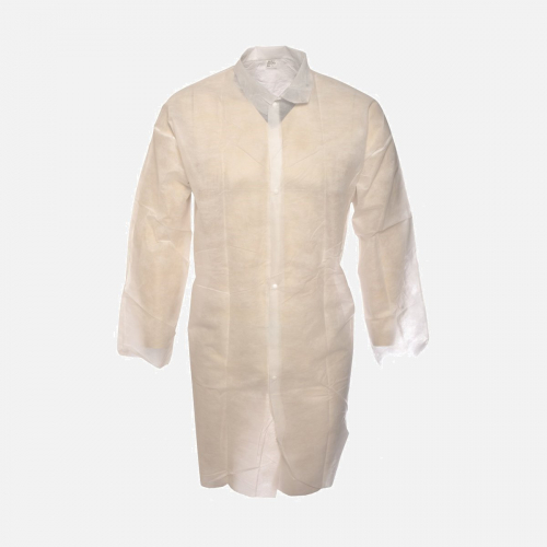 DCW Visitor Coat (Velcro Fastening) - M Disposable Lab Coat - White - S-2XL
