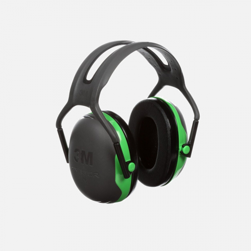 3M PELTOR Earmuffs, 27 dB, Green, Headband, X1A Ear Defenders - Black/Green - One Size