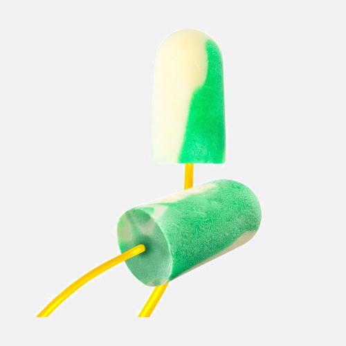 BioSoft Mega Bullet, BSF-30, Corded, Box of 100Prs - Green/White - One Size