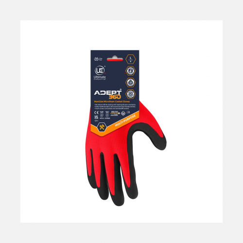 Adept 360 RP, Retail Packed, Red, Microfoam Palm, 10 Heat Resistant Gloves - Red (XS-2XL)