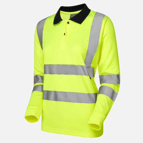 Leo Beaford PL05 Hi-Vis Long Sleeve Polo Shirt - Ladies - Sizes XS-6XL