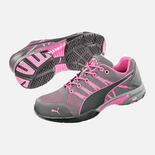 PUMA SAFETY CELERITY KNIT PINK LOW WNS S1 HRO SRC Safety Trainer - Grey-pink - Ladies - Sizes 3-8
