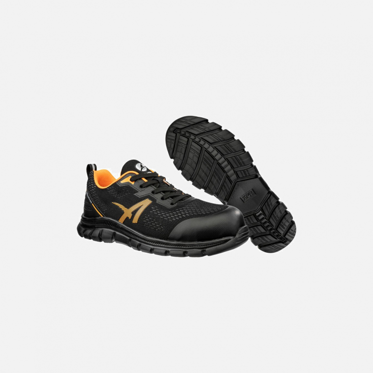 ALBATROS LEVITATE ORANGE LOW, 647230821, S1PS SR, EU 42, UK 8 Safety Trainer - Black/Orange - Unisex - Sizes 6-12