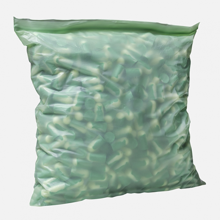 BioSoft Mega Bullet, BSF-1B, UNCORDED, BULK PACK, Bag of 500Prs Ear Plug Dispenser - Green/White