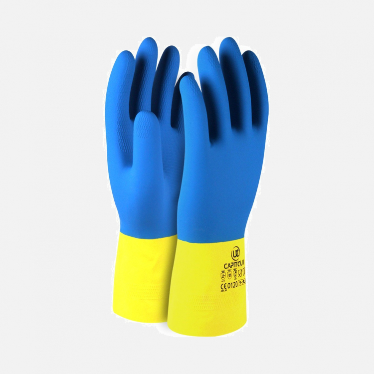 Capitol II - Dual Colour Latex Gauntlet - Blue/Yellow