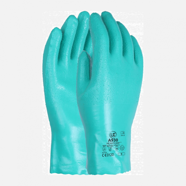 A930 - Supported Chemical Gauntlet with Grip - Green