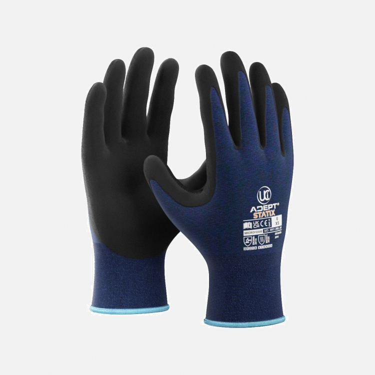 Adept-Statix - EN16350 Anti-Static Microfoam (Size 8) Anti-Static Safety Gloves - Blue (XS-2XL)
