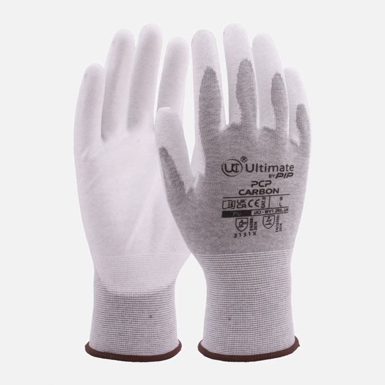 PCP-Carbon - Anti-Static PU Palm Anti-Static Safety Gloves - White