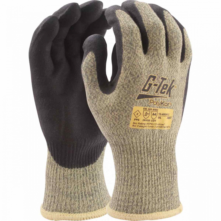 G-Tek 16-AR413 - Arc Flash Level 2 - 11 / 2XL Heat Resistant Safety Gloves - Yellow/Black (S-2XL)