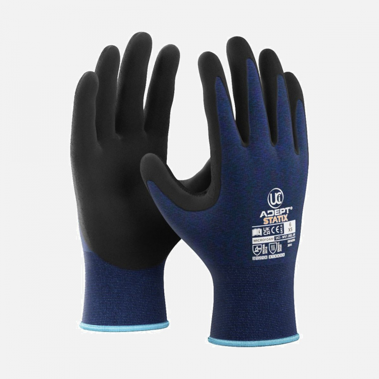 Adept-Statix - EN16350 Anti-Static Microfoam (Size 9) Gloves - Blue (XS-2XL)