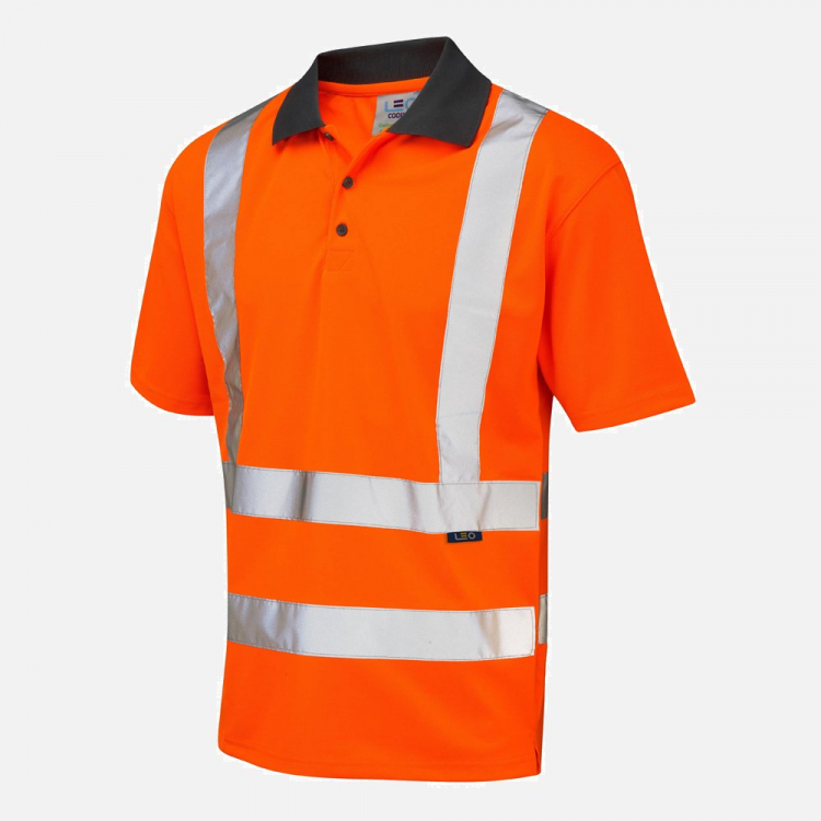 Leo Rockham P02 Hi-Vis Polo Shirt - High-Visibility Orange - Mens - Sizes S-6XL