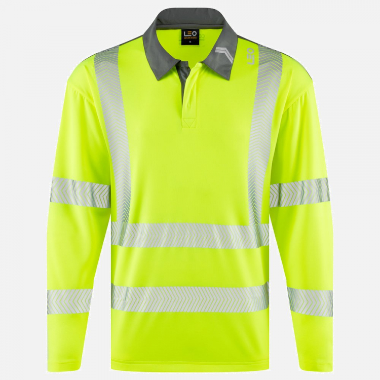 Leo Georgeham P13 Hi-Vis Polo Shirt - High-Visibility Yellow - Mens - Sizes S-6XL