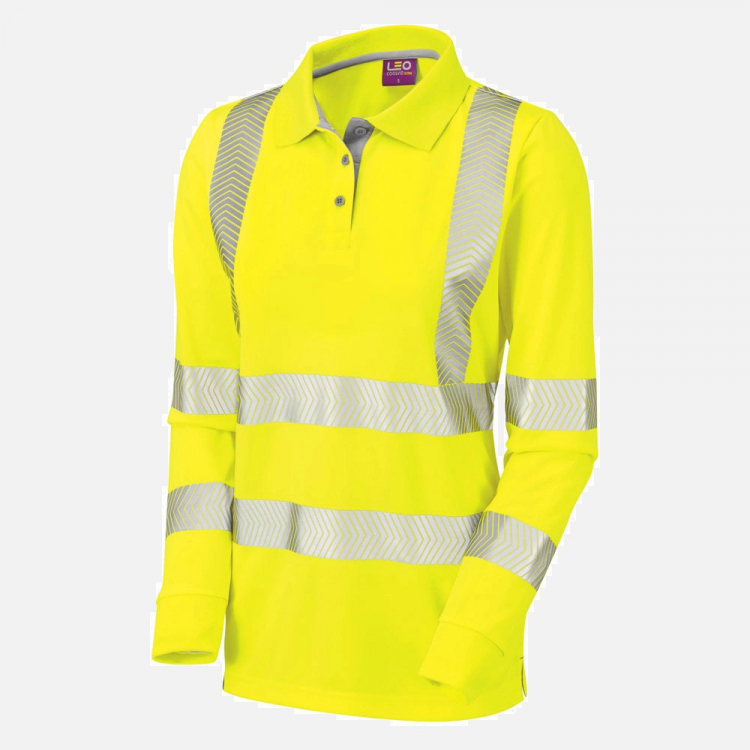 Leo Pollyfield PL08 Hi-Vis Polo Shirt - High-Visibility Yellow - Ladies - Sizes XS-6XL