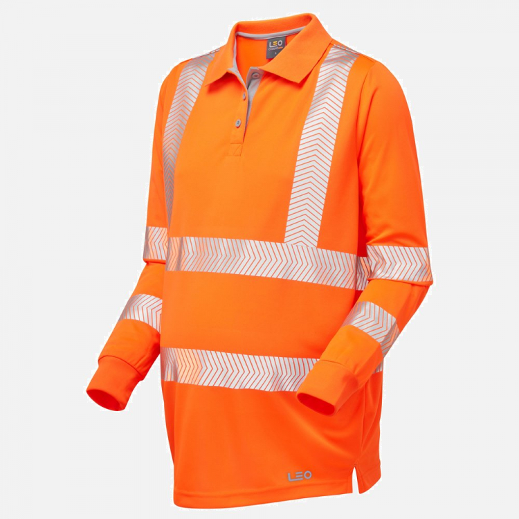 Leo Yarnacott PM08 Hi-Vis Polo Shirt - High-Visibility Orange - Ladies - Sizes S-2XL