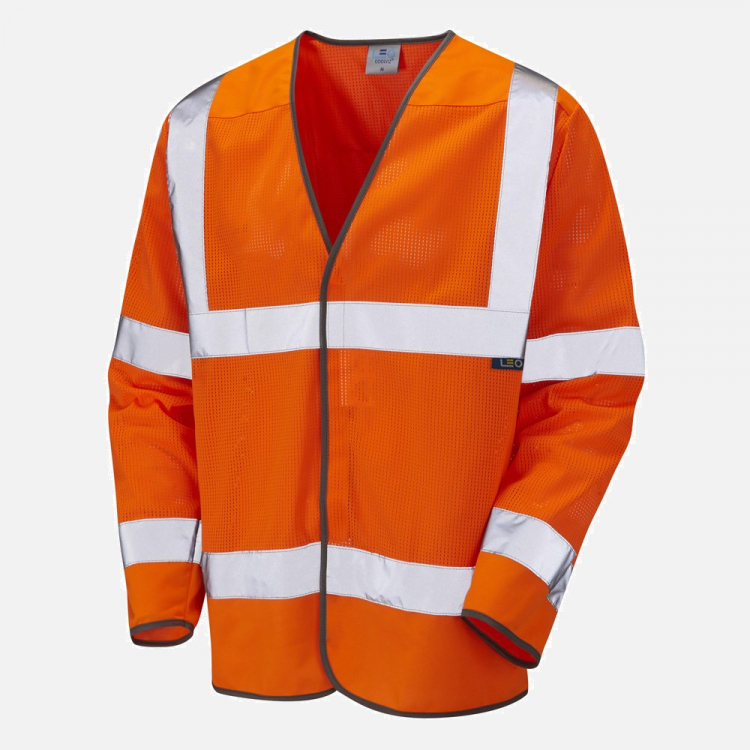 Leo Fremington S04 Hi-Vis Sleeved Waistcoat - High-Visibility Orange - Mens - Sizes S-6XL