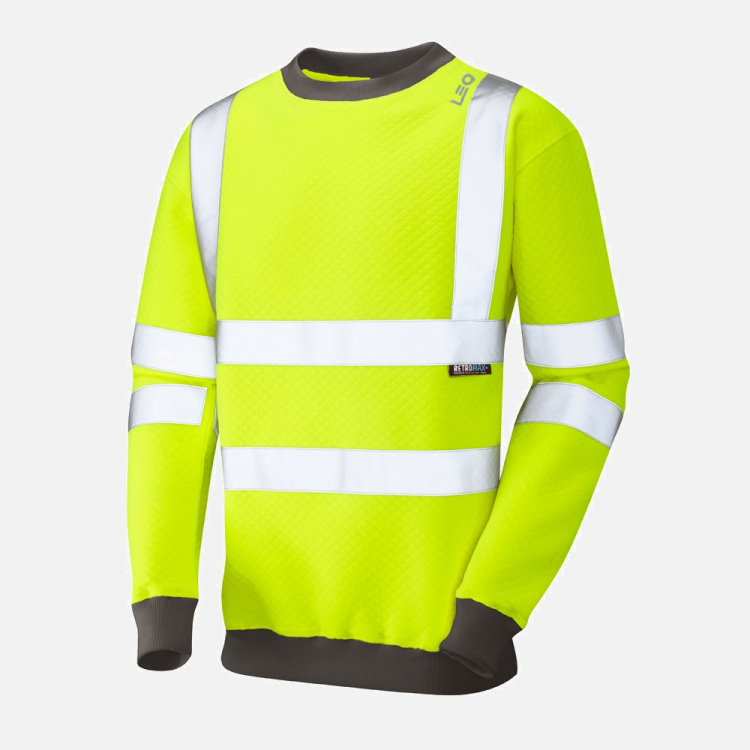 Leo Winkleigh SS05 Hi-Vis Crew Neck Sweatshirt - High-Visibility Yellow - Mens - Sizes S-6XL