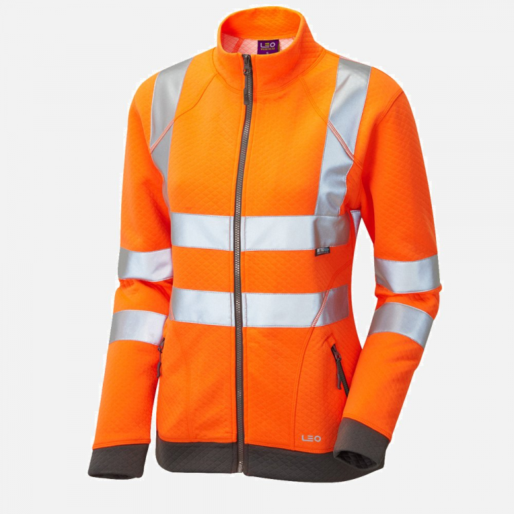 Leo Hollicombe SSL03 Hi-Vis Zipped Sweatshirt - High-Visibility Orange - Ladies - Sizes XS-6XL