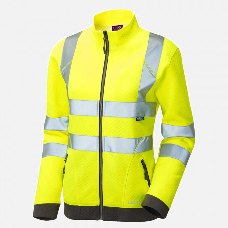 Leo Hollicombe SSL03 Hi-Vis Zipped Sweatshirt - High-Visibility Yellow - Ladies - Sizes XS-6XL
