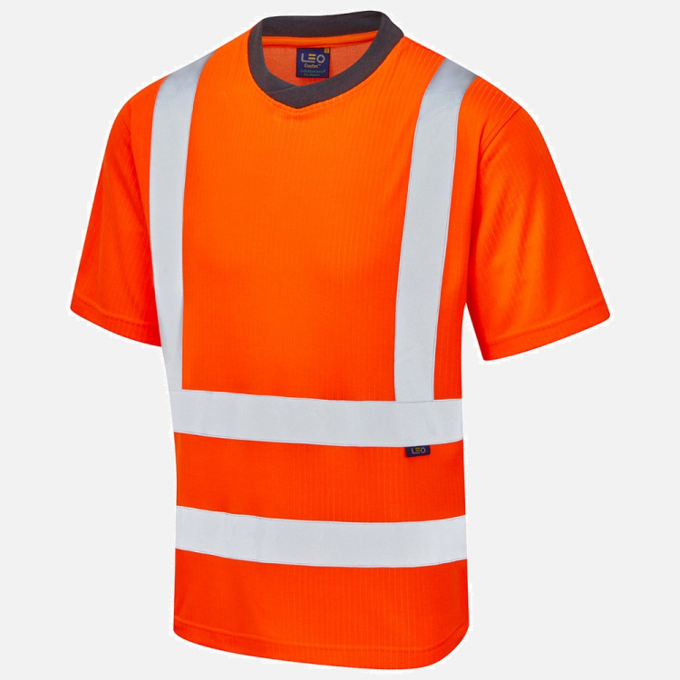 Leo Newport T01 Hi-Vis T-Shirt - High-Visibility Orange - Mens - Sizes S-6XL