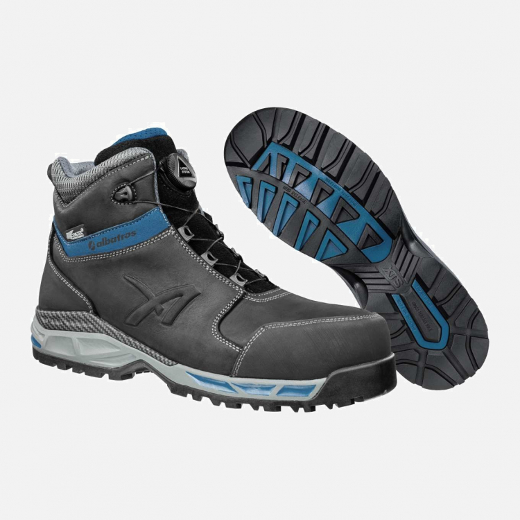 ALBATROS TOFANE BLACK QL CTX MID S3 ESD WR HRO SRC Safety Trainer - Black-Blue - Mens - Sizes 6.5-12