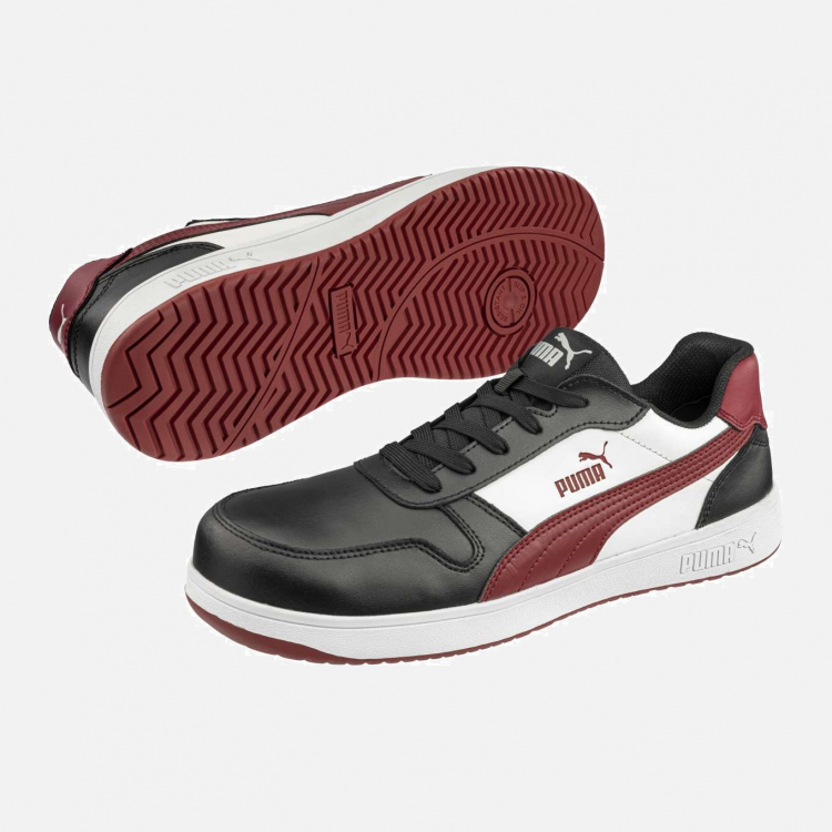 PUMA SAFETY FRONTCOURT BLK-WHT-RED LOW S3L ESD Insole - Black-White-Red - Unisex - Sizes 3-14