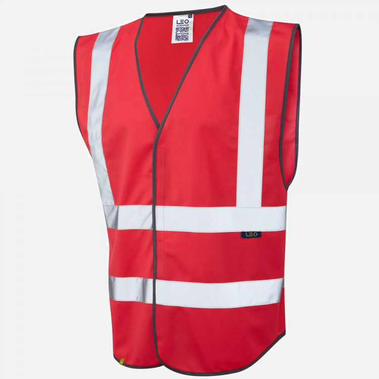Leo Pilton W05 Hi-Vis Waistcoat - Red - Mens - Sizes XS-4XL