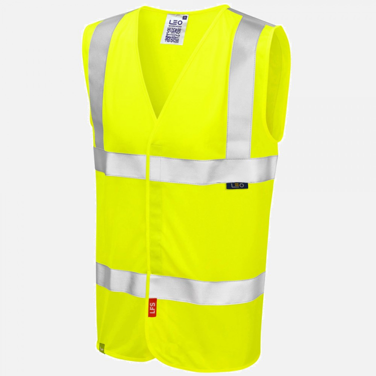 Leo Milford W08 Hi-Vis Waistcoat - High-Visibility Yellow - Mens - Sizes S-6XL