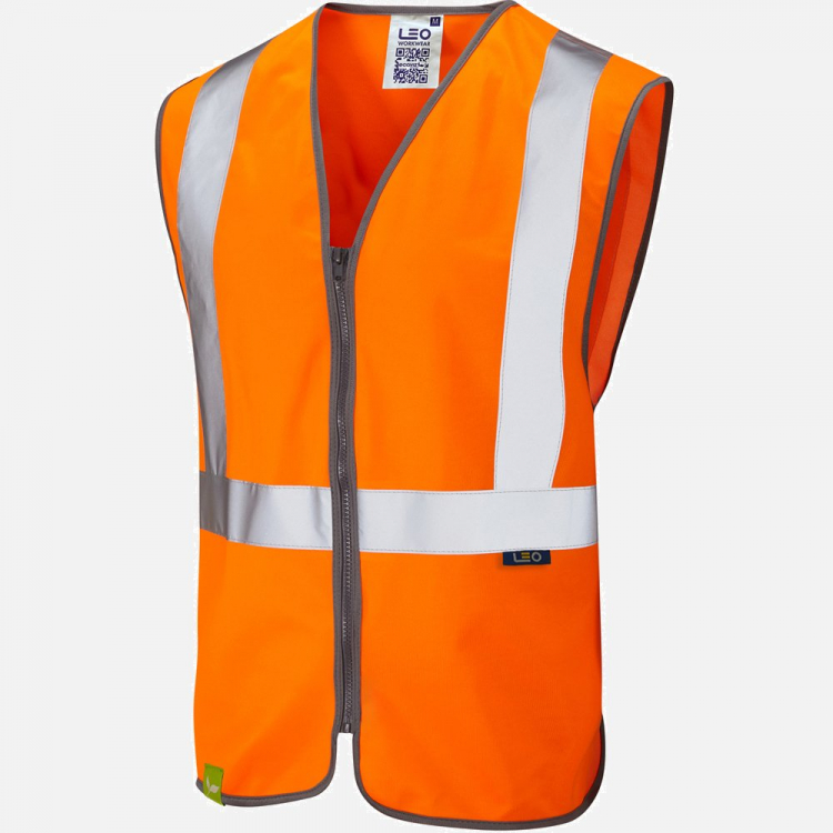 Leo Eggesford W15 Hi-Vis Zipped Waistcoat - High-Visibility Orange - Mens - Sizes S-6XL