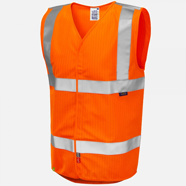 Leo Clifton W19 Hi-Vis Waistcoat - High-Visibility Orange - Mens - Sizes S-6XL