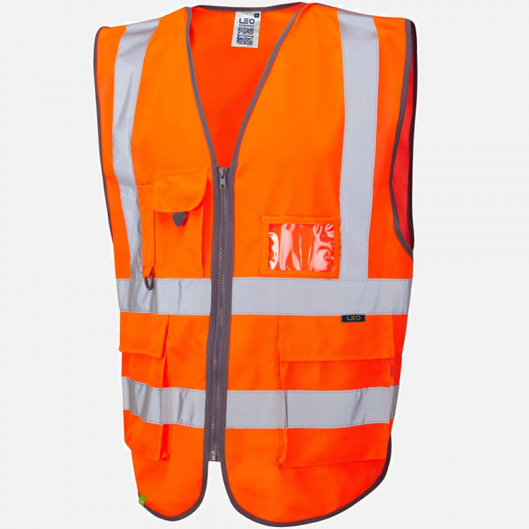 Leo Barnstaple W22 Hi-Vis Waistcoat - High-Visibility Orange - Mens - Sizes S-6XL