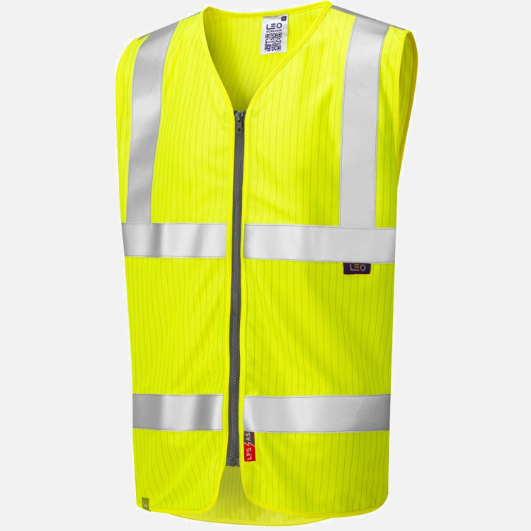 Leo Jacobstowe W25 Hi-Vis Zipped Waistcoat - High-Visibility Yellow - Mens - Sizes S-6XL