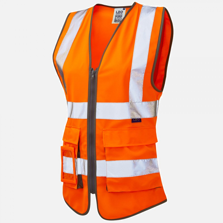 Leo Lynmouth WL11 Hi-Vis Waistcoat - High-Visibility Orange - Ladies - Sizes XS-6XL